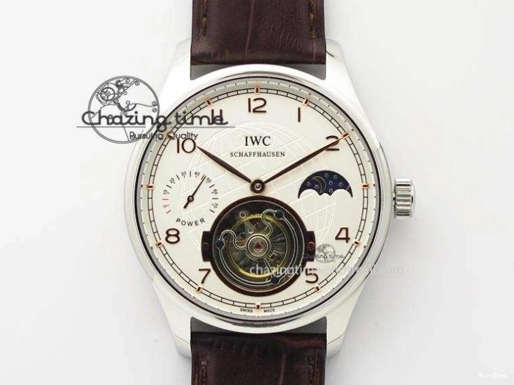 MIROTIME 0413 Original Portuguese IW358304 ZF 1:1 Best Edition SS White Dial RG Markers on Leather Strap A 7077